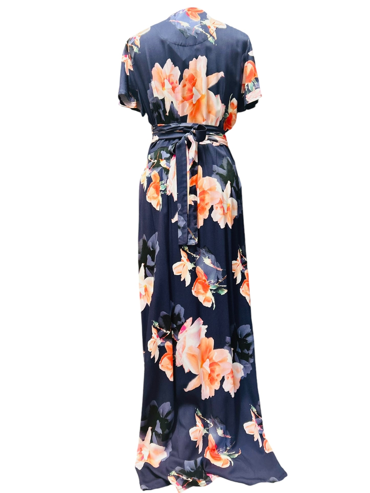 Robe manches courtes fleurs bleue écoresponsable femme Aatise